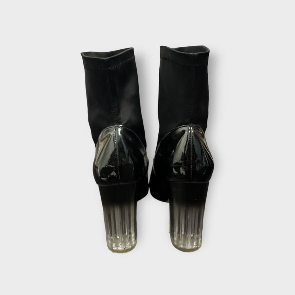 Truffle Collection Black Ombré Clear Block Heel Sock Booties - Picture 5 of 8